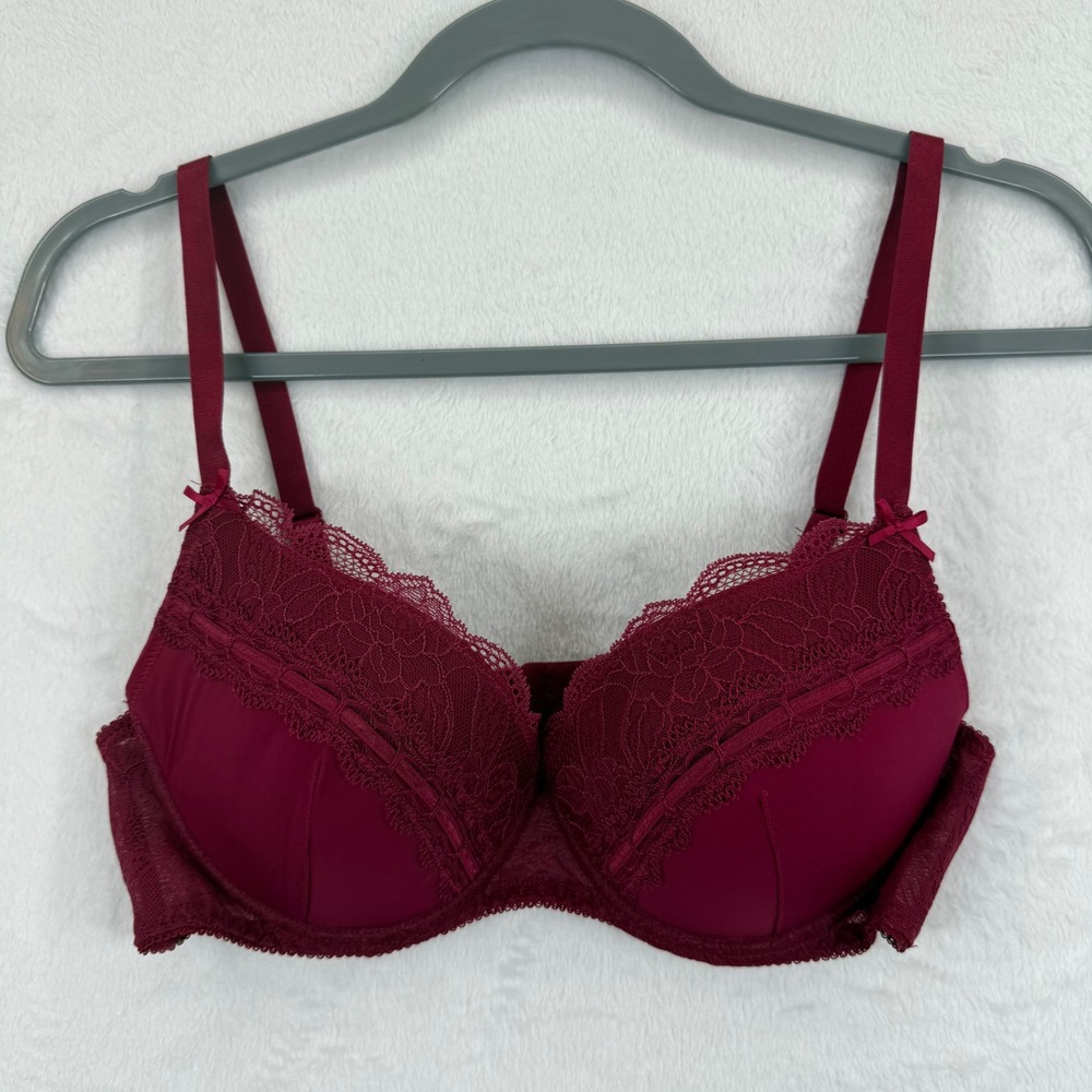 Esmera Lingerie 38B Burgundy Lace Trim‎ Underwire Bra Comfortable Everyday